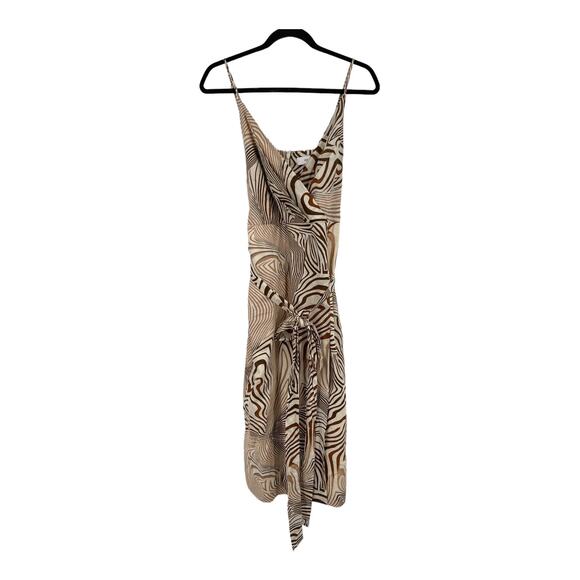 Reiss Dress Rosie fitted animal print midi beige brown size 8 - Picture 2 of 9
